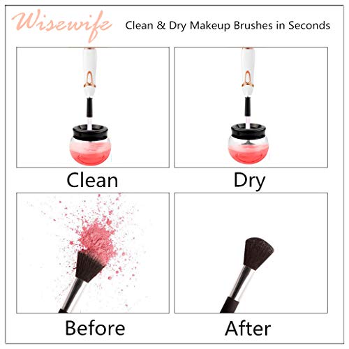 Makeup Brushes Cleaner Dryer - Clean All Cosmetic Brush Sizes Avoid Facial Breakouts Automatic Spinner Cleanser Cleaning Bacteria Oil and Dirt in 30 Seconds (Black)