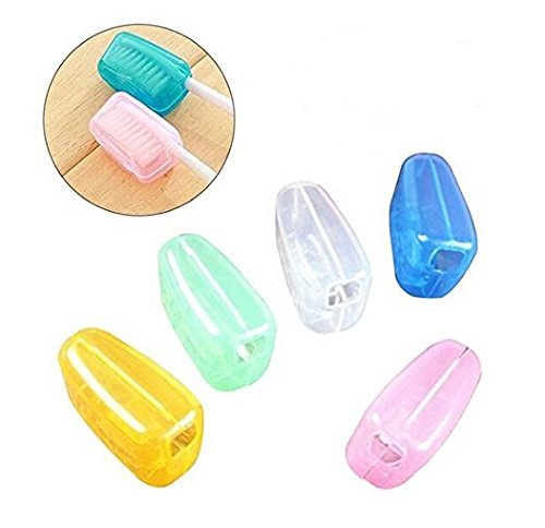 VNDEFUL 1 Set (5PCS) Travel Toothbrush Head Cover Case Cap for Home Travel Outdoor Camping Brush Cleaner Protect