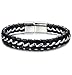 Jstyle Stainless Steel Braided Leather Bracelet for Men Bangle Wrap Magnetic-Clasp S-8.5