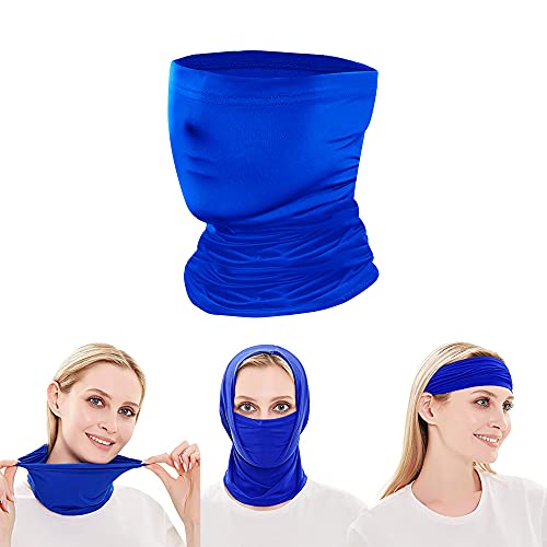 Bandana Neck Gaiters Multifunction Headwear Elastic Tube Scarf Face Shield Headband Snood UV Resistence for Outdoors Sports 2 PCS Black & Blue