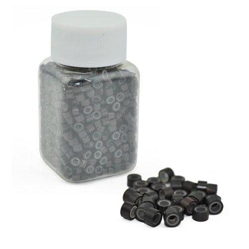 E-TING 1000 PCS 5mm Dark Brown Color Silicone Lined Micro Rings Links Beads Linkies for I Bonded Tipped Hair Extensions