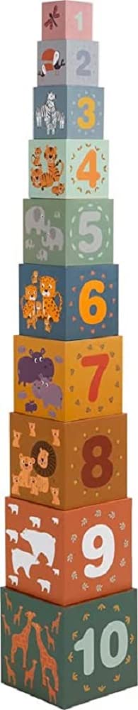 Small Foot Stacking Cubes Safari, sorting & stacking game to learn to count, motor activity for ages 1+ years, 11957