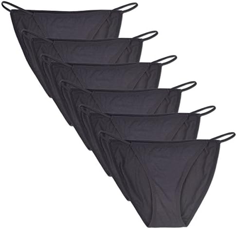 Buankoxy Women's 6 Pack Low-Rise String Bikinis Panty Stretch Brief
