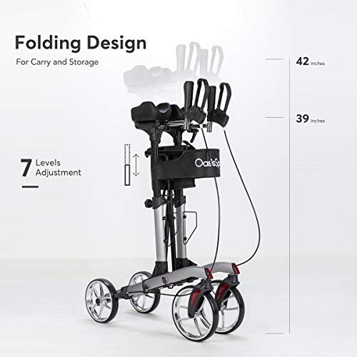 OasisSpace Walker, Armret Rollator Walker with 10” Metal Front Wheels
