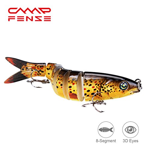 CampFENSE Fishing Lure Bait, 8-segment, 3D Eyes, Extra-Large, Tackle 6# High Carbon Steel Anchor Hook 4 Color Options 5.23Inch/0.67Oz (A) - Thumbnail 7