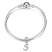 BORUO 925 Sterling Silver Cubic Zirconia A-Z Initial Letters Alphabet Dangling charms Pendant (Letter-S)