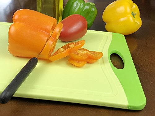 Raj Plastic Cutting Board Reversible Cutting board, Dishwasher Safe, Chopping Boards, Juice Groove, Large Handle, Non-Slip, BPA Free, FDA Approved (18", Lime with Green border) - Thumbnail 7
