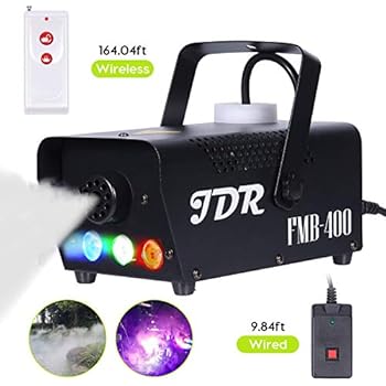 JDR Fog Machine with Controllable lights, DJ LED Smoke Machine(Red,Green,Blue) with Wireless and Wired Remote Control for Christmas Parties Weddings Halloween holiday, with Fuse Protec