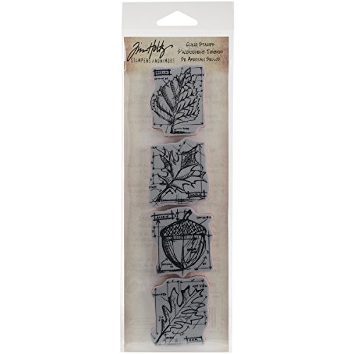 Stampers Anonymous Tim Holtz Mini Blueprints Strip Cling Rubber Stamps, 3" by 10", Autumn