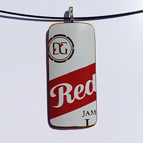 Red Stripe Recycled Glass Bottle Pendant