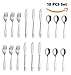 Exzact Children's Flatware Kids Silverware 18pcs/Toddler Utensils - 6 x Forks, 6 x Dinner Knives, 6 x Spoons - Dishwasher Safe - Engraved Dog Cat Bunny