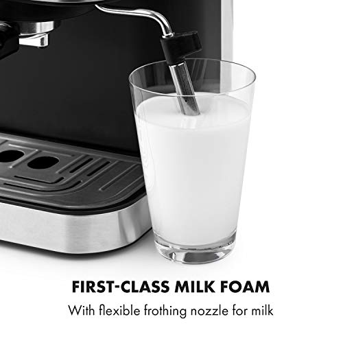 Klarstein 1,5 L Siebträgermaschine für 2 Tasse Kaffee, Mini Espressomaschine mit Milchschäumer, 15 Bar Siebträger… – Bild 6