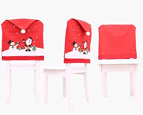 BulzEU Chair Covers Christmas Decorations Sale - Santa Claus Snowman Chair Back Cover Christmas Dinner Table Party Decor Xmas party Decoration Set (4PCS(Santa Claus with Snowman))