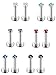 Jstyle 12 Pcs a Set 316L Stainless Steel 16G 2-4mm CZ Nose Piercing Labret Monroe Lip Rings Helix Tragus Cartilage Ear Piercings Studs 8mm Bar Length 2mm