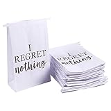 Vomit Bags - 50 Pack Disposable Paper Barf Bags - Self-Sealing I Regret Nothing, 6 x 2.6 x 9.7 Inches