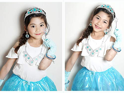 Tagitary Princess Dress Up Jewelry Dress-up Play Toy Set for Girls Jewelry with Crowns, Necklaces, Wands, Rings, Earrings Bracelets and Blue Skirt, 21 Pcs - Thumbnail 5