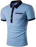 Whatlees Mens Hipster Casual Slim Fit Short Sleeve Contrast Collar Polo Shirts With Fake Pocket/Tops