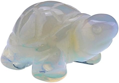 Turtle Figurine 36mm Hand Carved Gemstone Opalite Statue Stone 1.4"