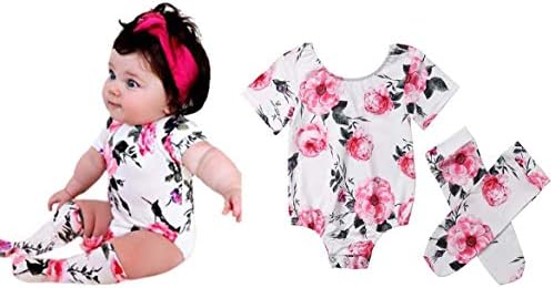 0-2T Baby Girl Romper Floral Long Sleeve Jumpsuit Bodysuit Purple Flower Romper Girl with Leg Warmers Stocakings Set