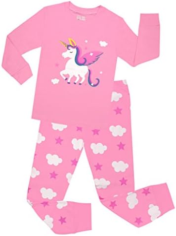 Little Girls Horse Pajamas Set Children PJs 100% Cotton Sleepwear 2 Pieces Set