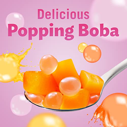 DEL MONTE BUBBLE FRUIT PEACH STRAWBERRY LEMONADE PEACHES & POPPING BOBA WITH SWEETENED JUICE-3.5 OZ, (PACK OF 1, 4 COUNT)