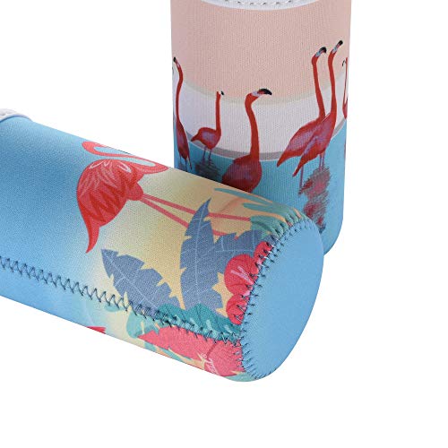 Bluecell Pack of 3 Neoprene Insulators Flamingo Pattern Can Sleeves Beer Coolies Fit for 12oz Slim Drink Beer Cans (Flamingo(3pcs))