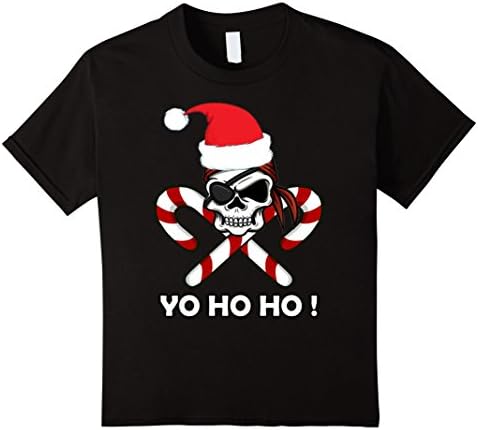 Kids Funny Santa Pirate Yo Ho Ho! Funny Christmas T-Shirt 4 Black