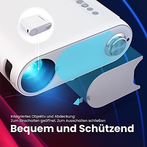 Beamer Full HD WiFi Bluetooth,6000 Lumen Mini Beamer Cube Unterstützung 1080P Full HD, Heimkino Beamer Projektor mit TV Stick/Type C/Android/iOS/HDMI/USB/SD/VGA