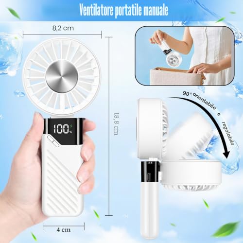 Portable Fan, Quiet Powerful Rechargeable Battery Operated 3 in 1 Mini Fan with 5 Speeds Small Fan USB Table Fan for Travel, Office, Camping