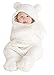 Pinleck Newborn Baby Boy Girl Cute Cotton Plush Receiving Blanket Sleeping Wrap Swaddle (White, One Size)
