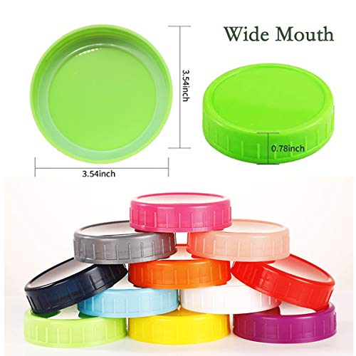 24 Count Wide Mouth Canning lids Plastic Mason Jar Lids with Silicone Seals Rings Fits Ball