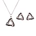 Everrich Elegant Party Triangle Eardrop Diamonds Silver Plated Evening Necklace Earrings Jewelry Sets, 2 Pcs, Black