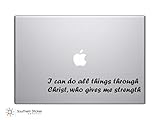I Can Do All Things Through Christ Who Gives Me Strength. Bible Verse Vinyl Car Sticker Symbol Silhouette Keypad Track Pad Decal Laptop Skin Ipad Macbook Window Truck Motorcycle