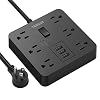 Power Strip with USB, TESSAN Desktop 5 Ft Extension Cord Flat Plug with 6 Widely Spaced Outlets, Built-in 1700J Surge…