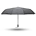 Automatic Folding Umbrella, Compact 10 Steel Ribs 70 MPH Windproof Travel Umbrella, Anti-UV UPF50+ Sunproof Umbrella, Black White Stripes by AIRCLE