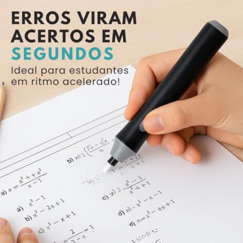 Kit Borracha Elétrica 25 Peças Portátil com Design Ergonômico – Ideal para Desenhos Técnicos, Esboços Artísticos, Escrita e Correções Precisas, Leve e de Fácil Uso Á Pilha Preto Premium