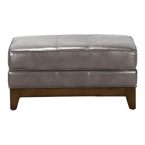 Ethan Allen Arcata Leather Ottoman, Quick Ship, Omni 