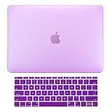 TOP CASE - Macbook Pro 13 WITHOUT Touch Bar (2017 & 2016 Release) 2 in 1, Rubberized Matte Hard Case Cover + Matching Color Keyboard Cover for MacBook Pro 13-inch A1708 without Touch Bar - Purple