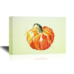 Canvas Wall Art - Watercolor Painting of Pumpkin - Gallery Wrap Modern Home Art | Ready to Hang - 12x18 inches