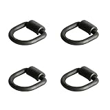 DC Cargo Mall Four Weld-On D Ring Tie Down Anchors for Flatbed Trailers & Trucks | 1/2" Heavy Duty Forged Steel D Rings w/Welding Clips