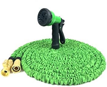 Serpentes Mamba 25-Feet Expandable Garden Hose with Solid Brass Ends, Green