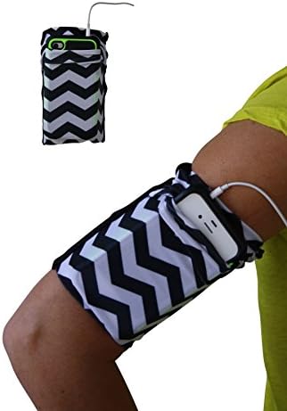 Black & White Chevron Cell Phone Armband for Runners Great for Running, Jogging, Fitness, iPhone, Samsung Galaxy