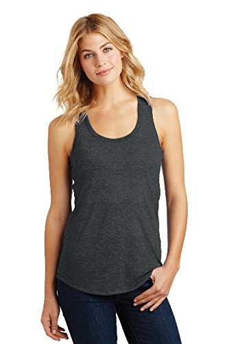 District Made Women's Perfect Tri Racerback Tank DM138L Black Frost Large