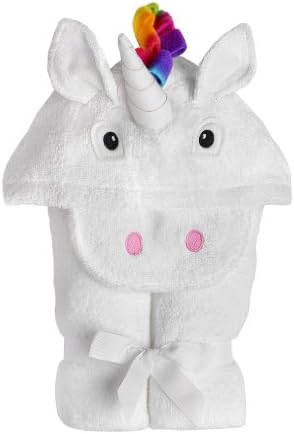 Yikes Twins Adult Unicorn Hooded Towel Ages 8-80 White