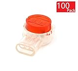 iExcell 100 Pcs Data Phone Wire Butt Splice 3 Ports UR Connectors ,Red Clear,Dual Blade