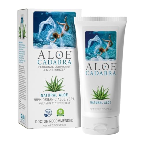 Aloe Cadabra Natural Water Based Personal Lubricant and Vaginal Moisturizer, NSF Certified Organic Aloe Lube for Men, Women and Couples, Non-Staining, pH Balanced (Unscented 5.5 Ounces, 1 Pack)