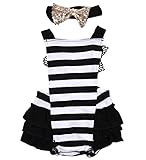 Newborn Baby Girls Lace Striped Jumpsuit Romper Playsuit + Headband Outfits