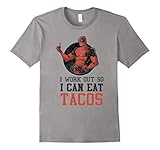 Mens Marvel Deadpool Work Out Eat Tacos Graphic T-Shirt 2XL Slate