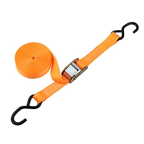 JCHL Tie-Down Cam Straps, Ratchet Tie Down Straps 1" x20' Lashing Straps Cargo Tie Down Strap Polyester Webbing Coated S-Hooks Cambuckle Metal Buckles 1000lbs Capacity Securing Straps (Pack of 4)