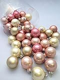 45 Pc Pink Gold Beige Decorative Hanging Ornaments Indoors Glass Xmas Christmas Tree Decor Ball Bauble Hanging Party Home